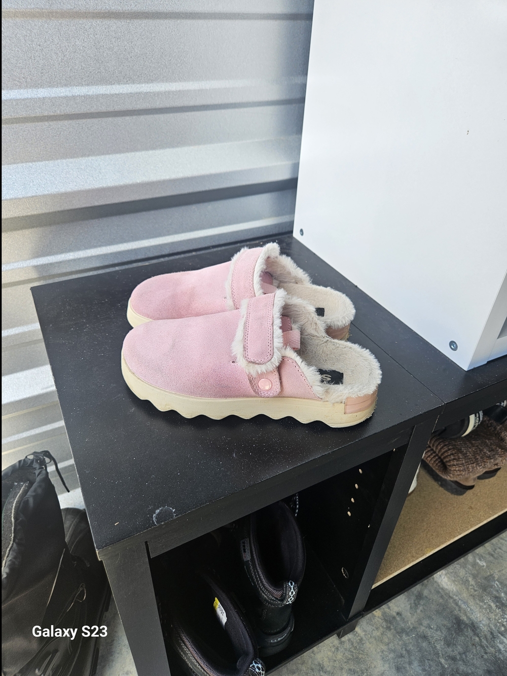 Sorel Pink Faux-Fur Lined Slip-On Mules